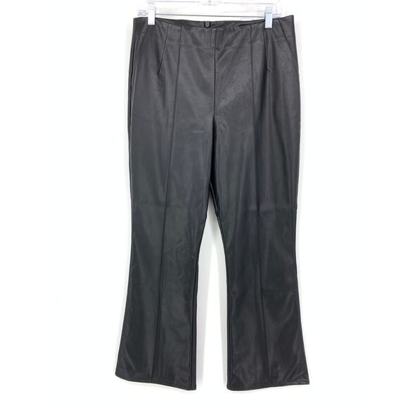 French Connection Pants Women's Sz 8 Claudia Stretch Faux Leather Trouser Black - Picture 1 of 6
